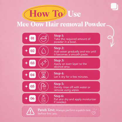Mee Oow Hair Removal Wax Powder (Red) (150 GM) + Free Wipes