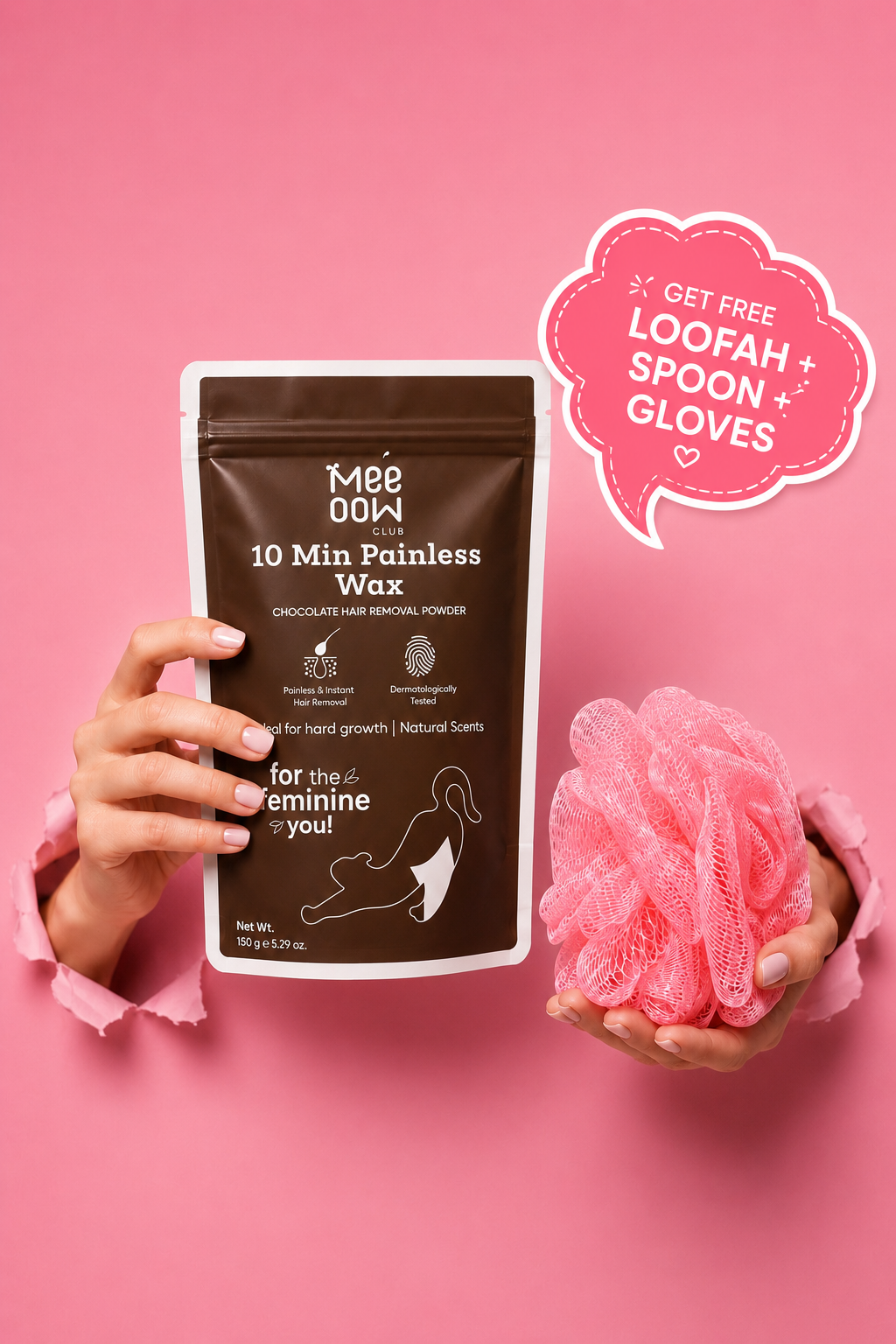 Mee Oow Club 10 Min Painless Hair Removal Powder – Chocolate 150g