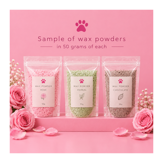 Wax Powder Samples – Rose, Herbal &amp; Chocolate | 50g Each