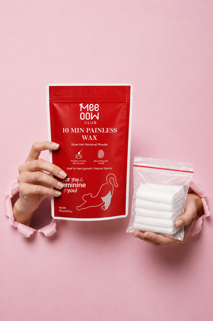Mee Oow Hair Removal Wax Powder (Red) (150 GM) + Free Wipes