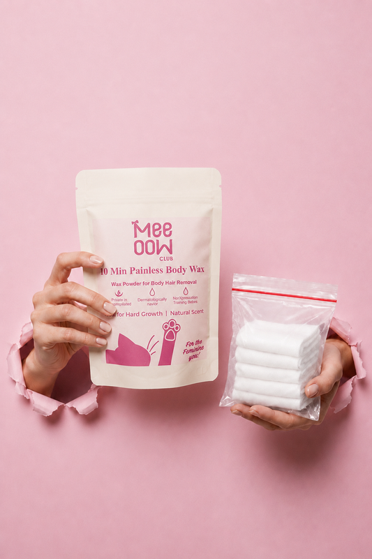 Mee Oow Hair Removal Wax Powder (White) + Free Wipes