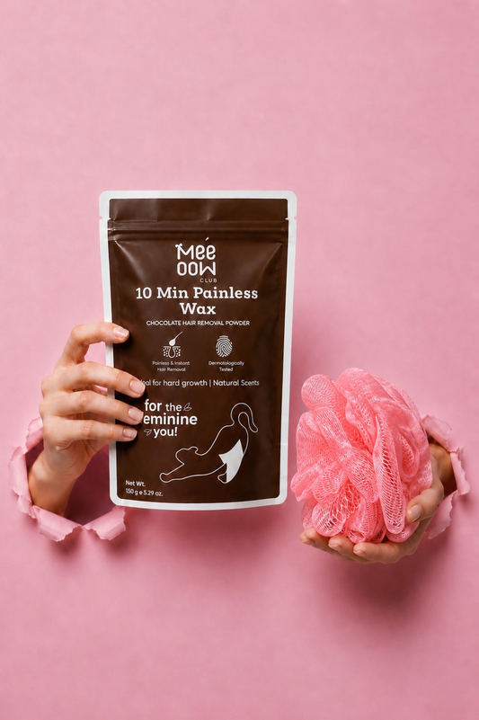 Mee Oow Club 10 Min Painless Wax | Chocolate Hair Removal Powder + Free lofa | 150g