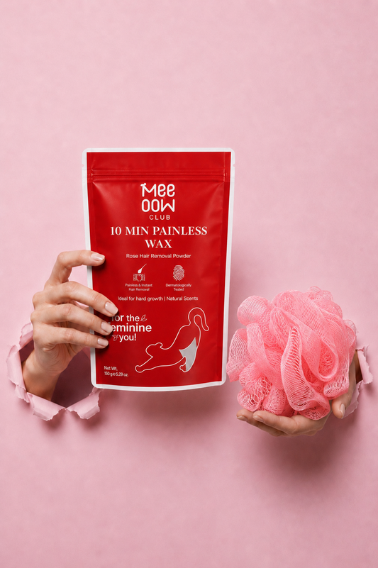 Mee Oow Hair Removal Wax Powder (Red) (150 GM) + Free Lofa