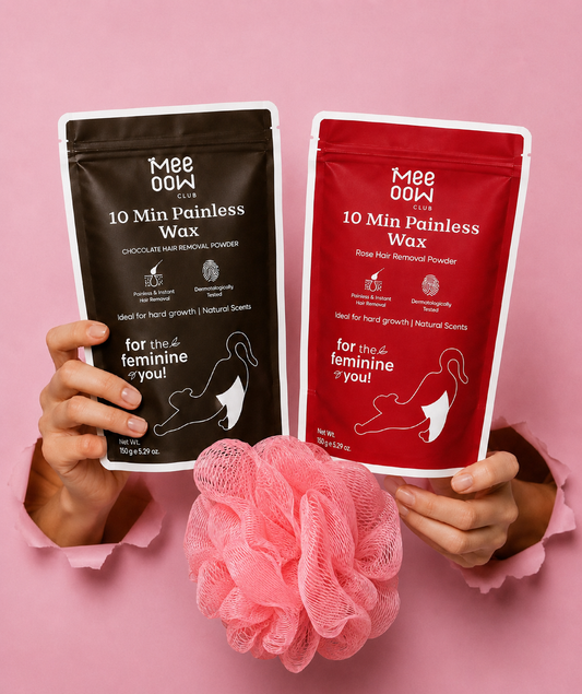Mee Oow Club 10 Min Painless
Wax Duo Pack | Rose & Chocolate
Hair Removal Powder | 150g +
150g + Free lofa