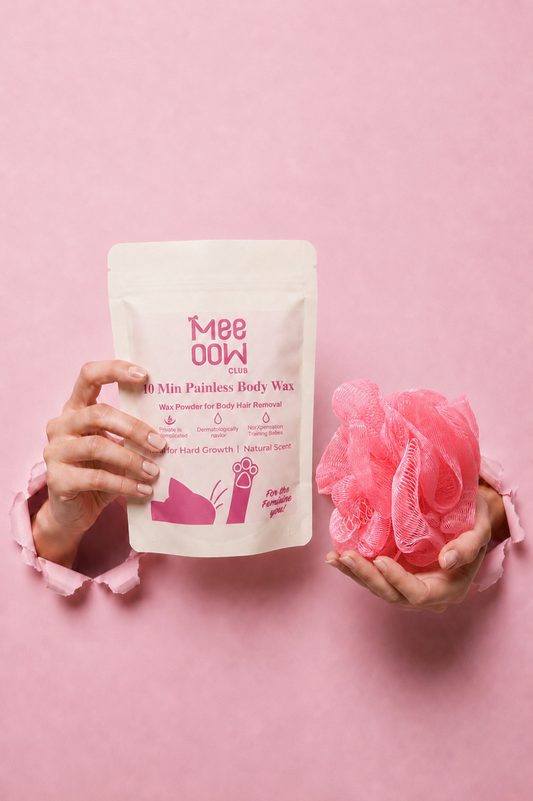 Mee Oow Hair Removal Wax Powder (White) + Free Lofa