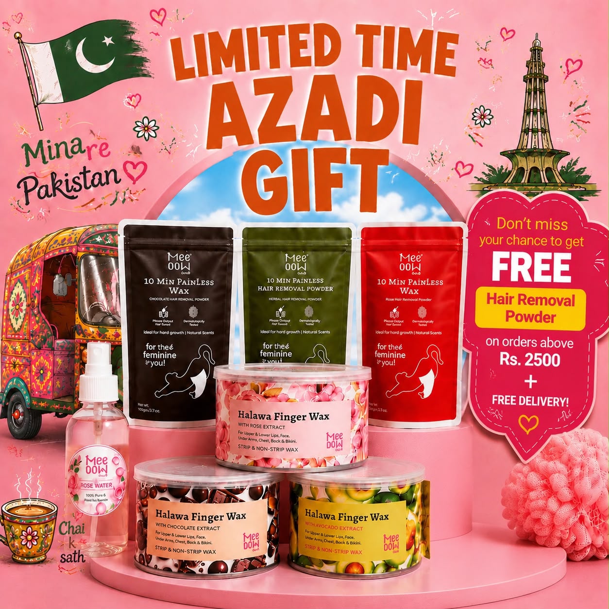 Limited-time Azadi gift offer: free Niconi De-Tan Pack Cream on orders above Rs. 2000